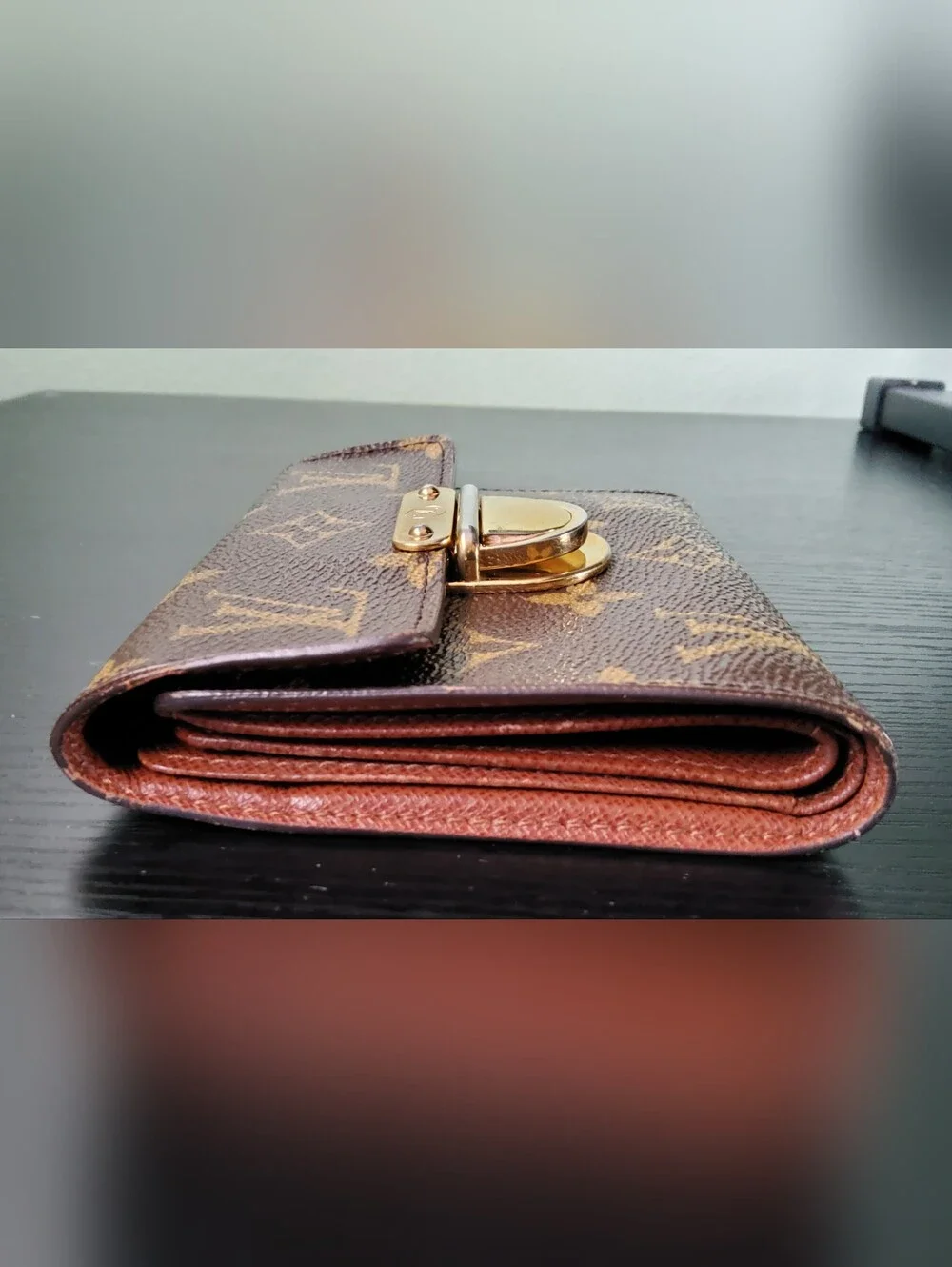 Louis Vuitton Joey Monogram Canvas Wallet with Gold Hardware - Brown